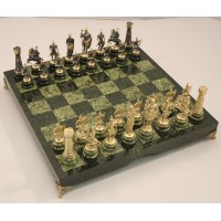 Шахматы "Змеевик + бронза-1" , большие (41.5 х 41.5 см.)