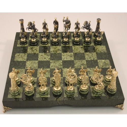 Шахматы "Змеевик + бронза-1" , большие (41.5 х 41.5 см.)